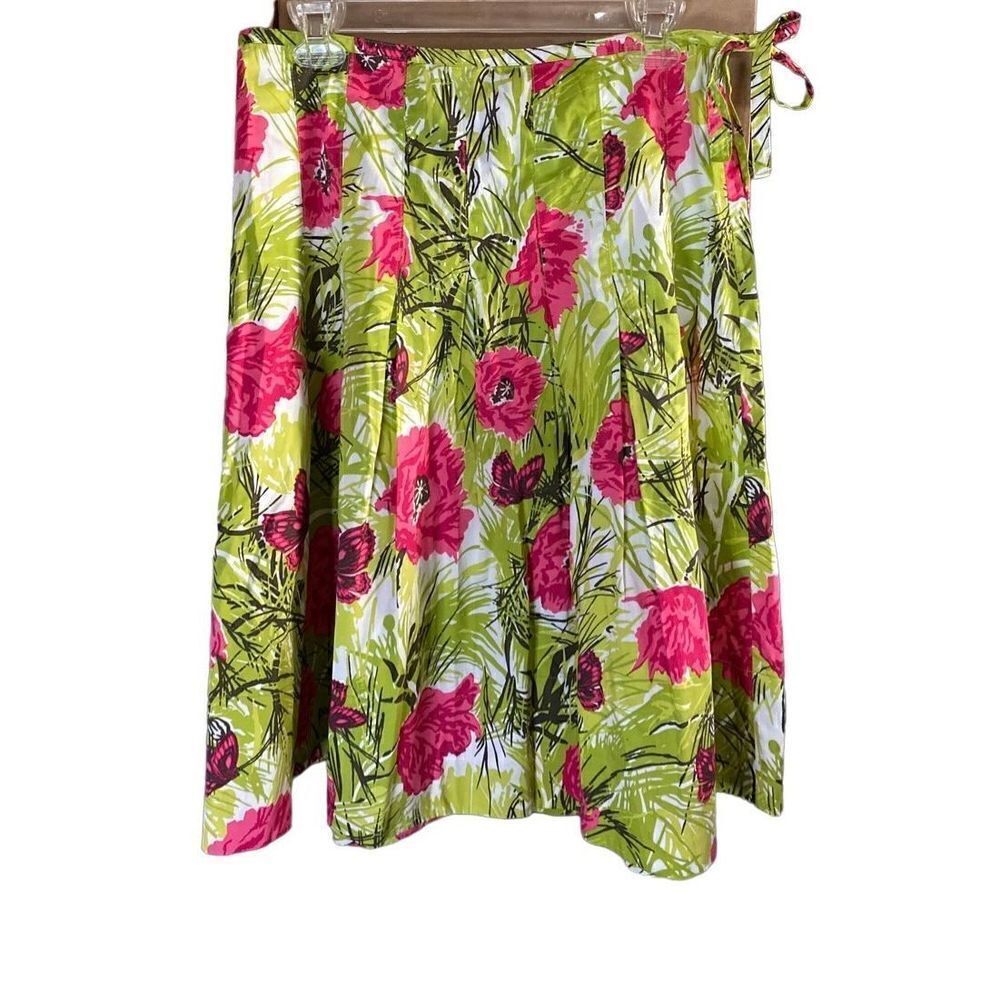 Talbots women’s tropical floral full pleated cotton skirt size 6